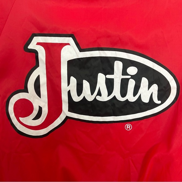 Vintage 80's Justin Nylon Jacket Coat Stagecoach Snap Front Western Size Large - Picture 10 of 16